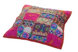 Nouvel arrivage de housse de coussin patchwork sari assortie taie d'oreiller patchwork brodé pour la décoration intérieure - Product Image 4