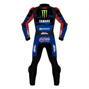 ชุดแข่งรถมอเตอร์ไซค์ Fabio Quartararo MotoCP รุ่น Ramaha ทำจากหนังวัว/หนังจิงโจ้ สำหรับขับขี่มอเตอร์ไซค์บนสนามแข่ง/ขี่มอเตอร์ไซค์ ชุดจั๊มสูทหนังสำหรับนักขี่มอเตอร์ไซค์/ชุดนักแข่งระดับ 2 CE Pro - Product Image 2