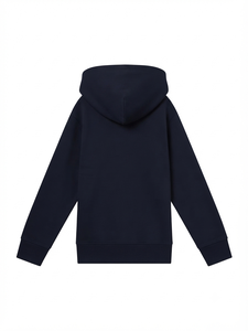 เสื้อฮู้ดสีน้ำเงินกรมท่าสำหรับผู้ชาย ทรงหลวม ผ้าโพลีเอสเตอร์เฟรนช์เทอร์รี่ สวมใส่สบาย มีกระเป๋า แขนเสื้อครอป เหมาะสำหรับฤดูหนาว มีซับใน แห้งเร็ว - Product Image 3