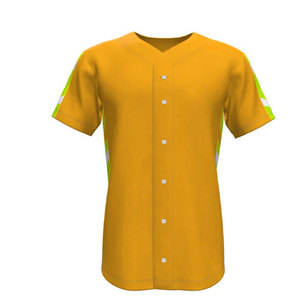 Ensemble uniforme de baseball pour homme jaune, vert et blanc, coupe classique, manches courtes, col en V, brodé, taille élastique, respirant, toutes saisons - Product Image 2