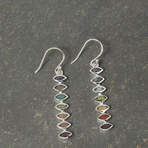 Pendientes de Lujo con Forma de Ojo, Estilo 2026, Pendientes Colgantes de Cobre Hechos a Mano, Multicolores, con Piedras Preciosas de los 7 Chakras, Arcoíris - Product Image 3