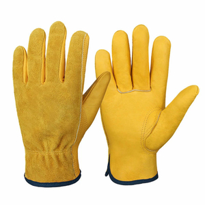 Guantes de Trabajo de Cuero Amarillo, Textura Lisa, Antideslizantes, Resistentes a la Abrasión, Puño Recto, Guantes de Seguridad de Uso General - Product Image 4