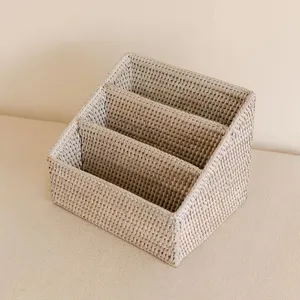 Desk <b>organizer</b> handwoven rattan <b>file</b> basket brochure magazine caddy baskets office accessories - Product Image 4