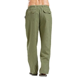 Men's Casual Spandex/Polyester <b>Drawstring</b> <b>Pants</b> Olive Green High Waist Loose Fit Side Pockets Breathable Lightweight Autumn Wear - Product Image 2