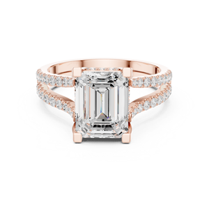 แหวนแต่งงาน/หมั้นเพชรแล็บโกรว์ทรงเหลี่ยมมรกต ทองคำแท้ 14k  แบบซ่อนวงแหวน  พร้อมใบรับรอง IGI สำหรับผู้หญิง - Product Image 5
