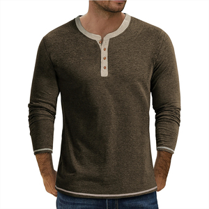 Camisas de Hombre de Talla Grande, Estilo Henley con Botones, Modernas y Elegantes para Oficina, Viajes y Fiestas, Novedad 2026 - Product Image 5