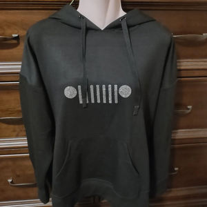 Sudadera con capucha personalizada con pedrería, negra, lisa, de 500 g/m², oversize, de corte holgado, 100% algodón, con cristales de marca - Product Image 1