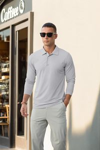 Chemises de golf pour hommes à manches longues UPF 50+ avec col performance, en polyester et élasthanne, légères, décontractées, séchage rapide, pour l'été - Product Image 5