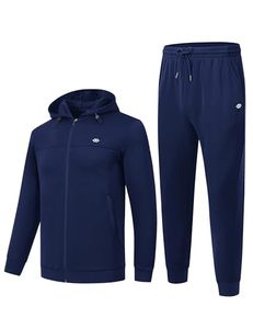 Ensemble de sweat-shirt à capuche zippé en polaire noir pour homme, coupe classique, coupe-vent, design uni, devant 100% polyester tricoté, hiver - Product Image 2