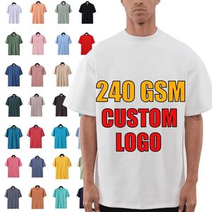 100% Cotton Thăng Hoa Logo In Trống Đồng Bằng Quá Khổ Đồ Họa Bông Đồng Phục Nặng Tùy Chỉnh T-Shirt Cho Nam Giới - Product Image 2