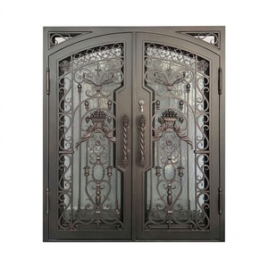 Puertas Dobles de Hierro Forjado Personalizadas, Puerta Batiente de Acero Estilo Victoriano para Exteriores, Puerta de Entrada Forjada a Mano, Acabado Anti-Robo, KHP para Exteriores - Product Image 3