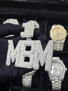 Fine Jewelry Personalized 925 <b>Silver</b> Hip Hop Letter Iced Out Custom Name <b>Initial</b> Letter Moissanite Diamond Mosaic Set <b>Pendant</b> - Product Image 4