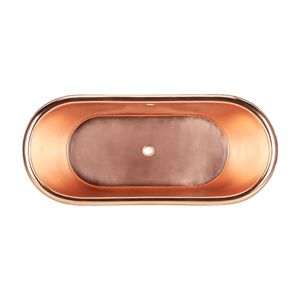 Baignoire autoportante moderne antique noir mat avec rebord en cuivre poli, baignoire ovale moderne pour hôtel, villa, complexe hôtelier - Product Image 6