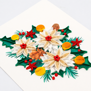 Carte de vœux artisanale personnalisée en quilling floral Poinsettia de Noël, vente en gros, fabricant de cartes cadeaux en papier, ODM/OEM numérique - Product Image 3