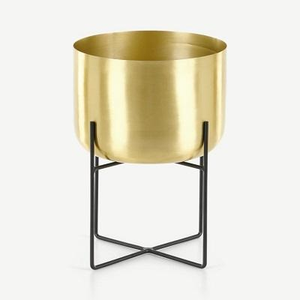 Support à fleurs décoratif en métal avec pot de fleurs couleur or, lot de 3 supports à fleurs en métal pour intérieur/extérieur et support de sol - Product Image 2