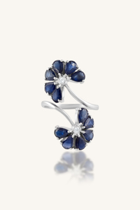 แหวนไพลินสีน้ำเงินและเพชร เงินแท้ 92.5 รุ่น KLSR-11913 - Product Image 3