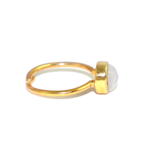 Women Style 22K Gold Plated Brass Rambo <b>Moonstone</b> <b>Ring</b> Round Bezel Setting Bohemian Style Unisex Jewelry June Birthstone Daily - Product Image 2