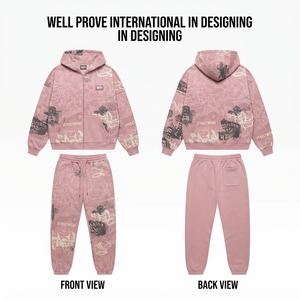 Conjunto Deportivo Reversible de Invierno Ecológico Premium para Mujer, Sudadera con Capucha de Algodón Blanco y Pantalones Jogger de Felpa de 320 GSM, Personalizable - Product Image 4