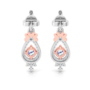Pendientes Colgantes de Oro Sólido de 14K con Diamantes Cultivados en Laboratorio de Corte Redondo y Diseño Clásico para Regalo, Fiestas, Aniversarios y Uso Diario - Product Image 4