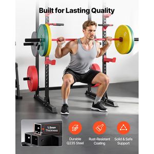 Jaula de Potencia Multifuncional con Altura Ajustable, Equipo de Gimnasio en Casa para Entrenamiento de Sentadillas y con Barra - Product Image 6