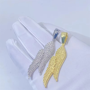 Gold Plated Moissanite Wing Pendant 925 Silver Iced Out <b>Angel</b> <b>Charm</b> Necklace for Party Gift - Product Image 3