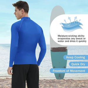 Chemise de surf professionnelle SeaSkin à séchage rapide en polyester/nylon UPF 50+ pour homme, manches longues, rashguard BJJ, anti-UV, protection solaire - Product Image 3