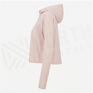 Pink Full Sleeve Hooded Crop <b>Top</b> With Mesh Panel Breathable <b>Zipper</b> Front Yoga Sportswear Women's Seamless Activewear - Product Image 3