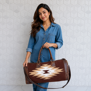 Nouveau design, sacs de voyage en cuir véritable de style vintage aztèque, faits à la main, motif western, grands sacs de voyage multi-usages - Product Image 3
