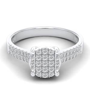 Anillos de Compromiso REYES de Lujo en Plata de Ley 925 con Moissanita Certificada GRA y Chapado en Oro Blanco de 14K, Joyería para Regalo de Boda - Product Image 1