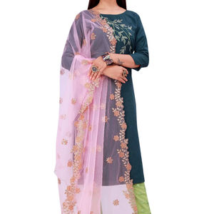 Magnifique dupatta en tissu filet indien pakistanais, broderie fantaisie, pour mariage, décontracté, traditionnel, pour femmes et filles. - Product Image 1