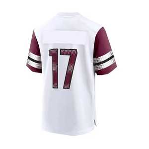 Camiseta de Fútbol Americano para Hombre, Blanca y Marrón, Número 17, Cuello en V, Manga Corta, Transpirable, Poliéster, Diseño Personalizado con Número de Equipo, Directo de Pakistán - Product Image 2