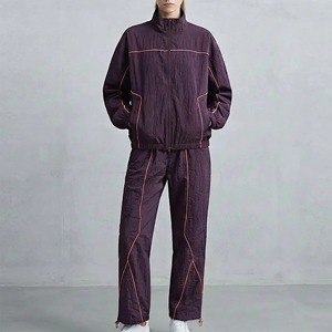 Conjunto deportivo informal de algodón/poliéster para mujer, chándal ajustado con cremallera para gimnasio, conjunto de dos piezas de largo completo. - Product Image 1
