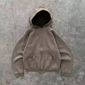 เสื้อสเวตเชิ้ตผู้ชายแบบมีฮู้ด ผ้าถักกันน้ำ บุซับใน ทรงโอเวอร์ไซส์ สีพื้น ผ้าฝ้าย 100% เฟรนช์เทอร์รี่ สำหรับใส่ในฤดูหนาว - Product Image 4
