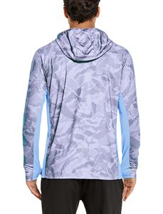 Chemise de pêche pour homme, camouflage, à capuche, UPF 50+, 100% polyester, avec masque, légère, protection solaire - Product Image 3