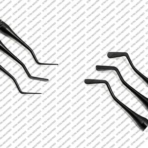 Instrumentos de colocación de composite dental de plástico plano con revestimiento negro, herramientas de acero inoxidable para rellenos de resina CE - Product Image 5