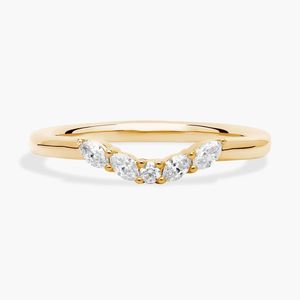 Bague en diamant marquise florale incurvée en or rose - Product Image 1