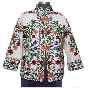 Handmade TNT Suzani Embroidered Women's Winter <b>Jacket</b> <b>Short</b> Coat with Embroidered Fabric Cozy Winter Wear - Product Image 6