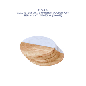 Juego de 4 Posavasos Redondos de Madera y Mármol Hechos a Mano en India, 10 mm de Grosor, Ecológicos, con Caja de Almacenamiento, para el Hogar y la Mesa - Product Image 2