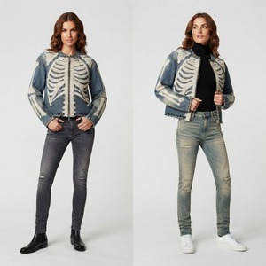 Chaqueta vaquera vintage de estilo urbano personalizada con estampado gráfico completo, con cremallera, informal, para un uso cómodo unisex. - Product Image 6