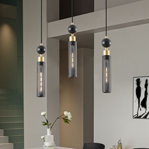 Lampadario moderno a 3 luci a sospensione in oro nero luci a sospensione cilindriche in rete E26 Base per l'illuminazione della sala da pranzo - Product Image 3