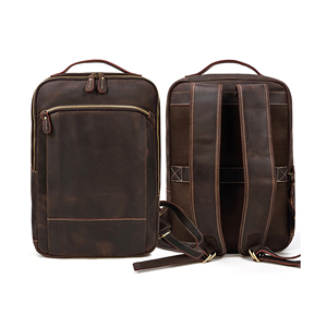 Men's Fashion Genuine Leather <b>Backpack</b> Zipper Closure-Lightweight Waterproof Casual Travel School Laptop Bag - Product Image 1