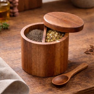 Salero, Botella para Condimentos, Tarro de Condimentos para Cocina, Caja de Pimienta de Madera, Caja de Condimentos, Caja de Almacenamiento de Sal y Especias de Madera de Acacia de UO - Product Image 5