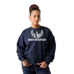 Sweat-shirt à col rond bleu marine pour femme, manches longues, en polaire, décontracté, pour la salle de sport, vêtements de sport, doux, léger, pour tous les jours - Product Image 2