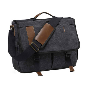 <b>Canvas</b> Satchel <b>Bag</b> <b>Large</b> Multi Function Vintage Messenger Crossbody Shoulder Casual Laptop Travel Work Unisex 3L+ Zipper Closure - Product Image 2