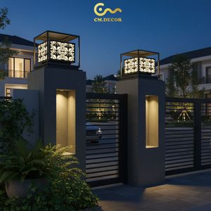 Solar Exterior <b>Pillar</b> <b>Light</b> for Modern House Villa Hotel Resort Gate Decorative Lighting Outdoor Lamp 3500k AC220V - Product Image 6
