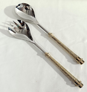 Custom Sustainable Brass <b>Salad</b> <b>Server</b> Luxury Style Cutlery Flatware 2 Pieces Brass <b>Salad</b> <b>Server</b> Mirror Polished - Product Image 4