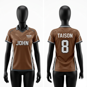 Women <b>Cricket</b> Jersey 160 GSM Polyester Brown Black <b>White</b> Panel Custom Name Number Sublimation Logo - Product Image 1