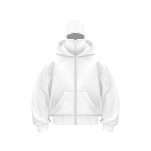 Custom Y2K Clothing Face Cover Blank Baggy Mask Ninja Balaclava Sweatshirts <b>Jacket</b> Men Hoodies With Zipper - Product Image 3
