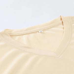 T-shirt uni en coton de qualité supérieure, col en V, personnalisable, impression et broderie, col en V pour homme - Product Image 5