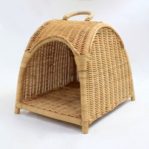 Lit pour animaux de compagnie en rotin en forme de dôme moderne avec poignée, maison pour chat et chien en osier fait main, nid douillet pour petits animaux, pour le sommeil des chats - Product Image 1